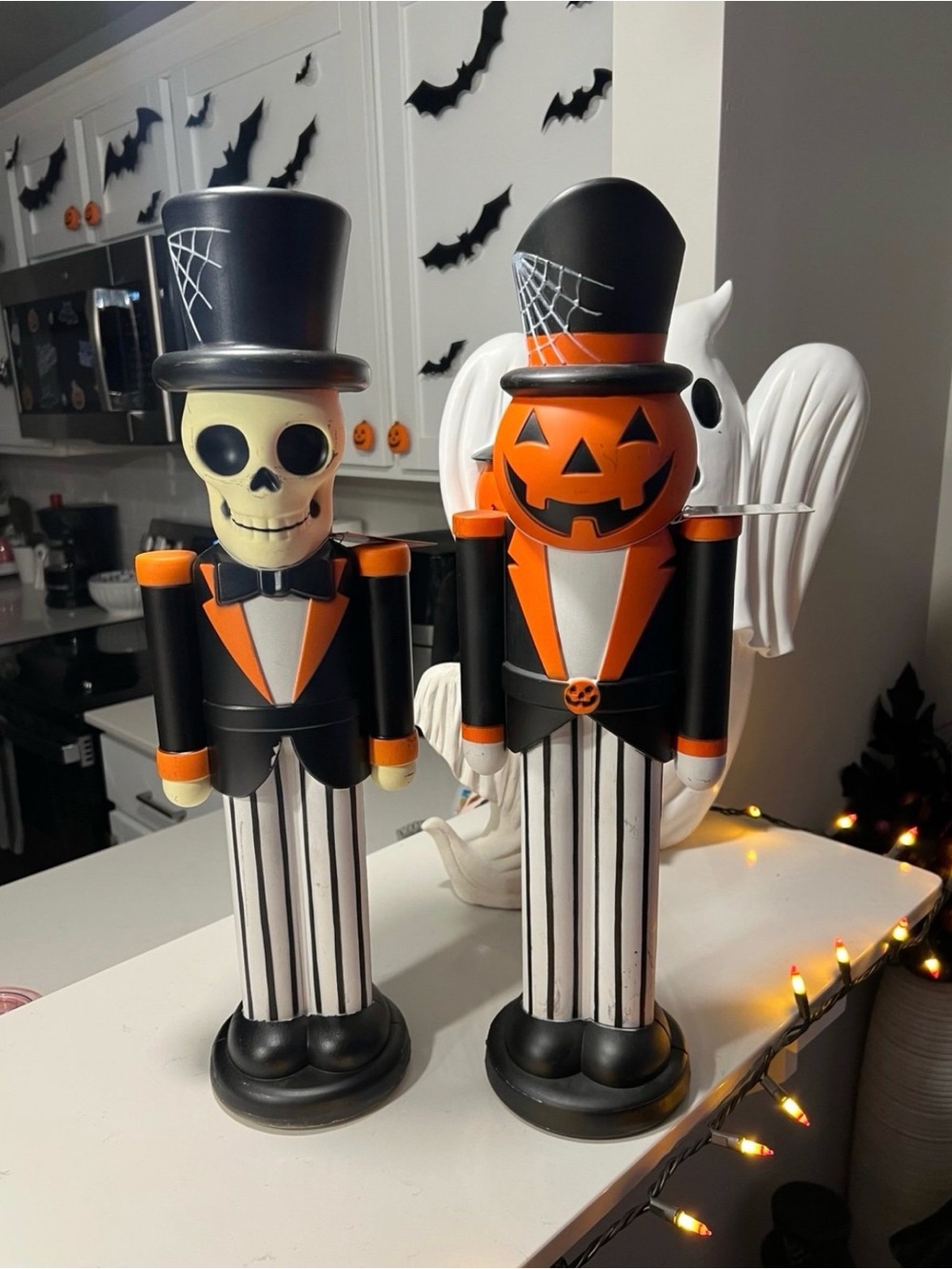 Skeleton and pumpkin nutcracker blow molds